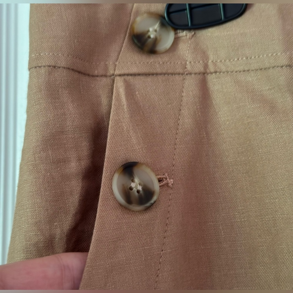Talbots Wide Leg Tan Linen Sailor Pants, 14 - Picture 5 of 9